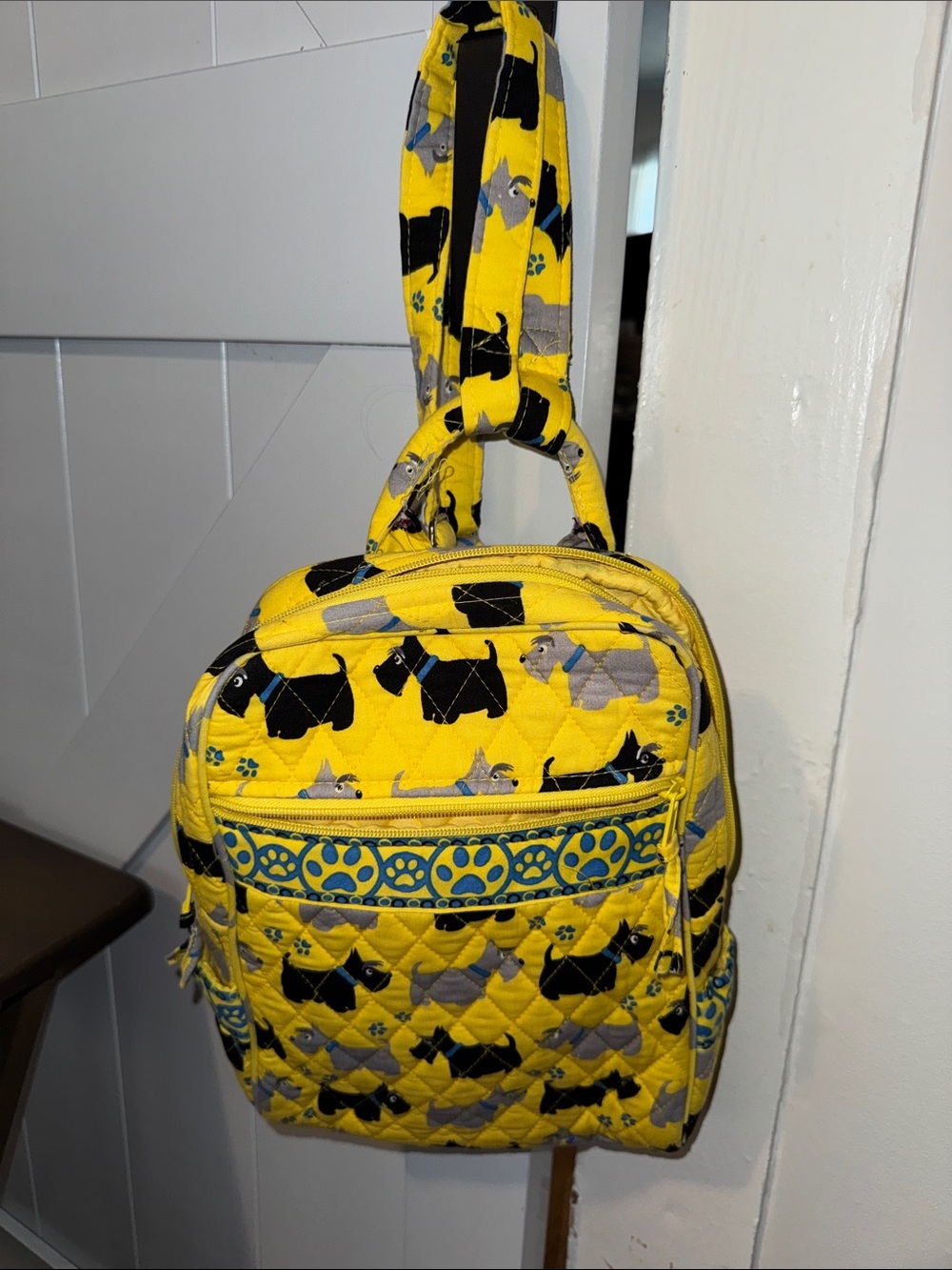 Yellow Quilted Mini Pet Pattern Backpack - Picture 12 of 13